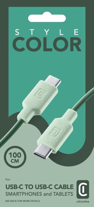 Actual product image Cellularline Stylecolor Cable 100cm - USB-C to USB-C (1 m, USB 3.2 Gen 1)