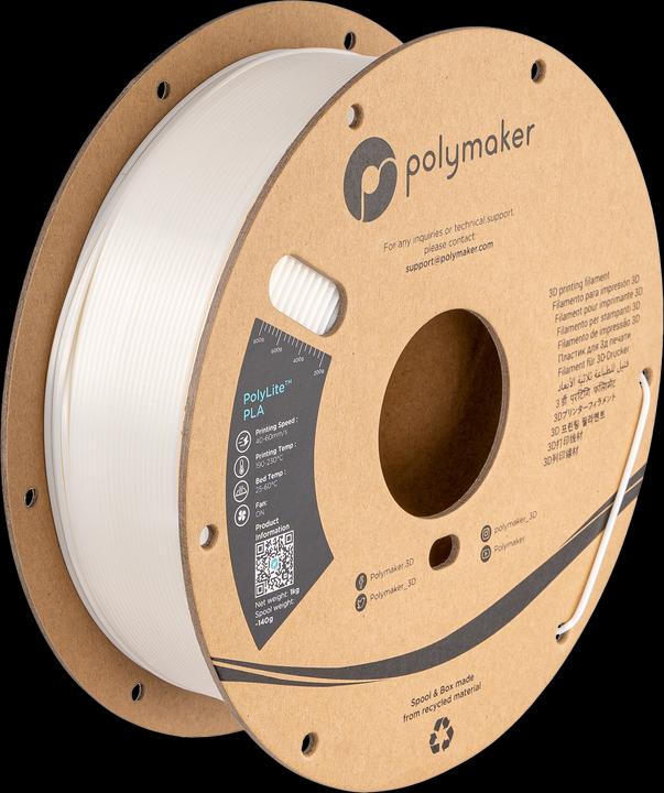 Produktbild Polymaker PolyLite PLA (PLA, 1.75 mm, 1000 g, Weiss)