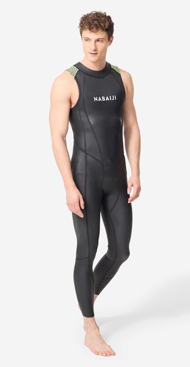 Nabaiji Open water swimming wetsuit - Men's Neoprene LongJohn - 2/2 mm - black/green (2 mm, 46)