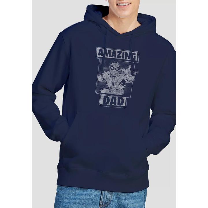 Actual product image Spiderman Mens Amazing Dad Mono Fathers Day Hoodie (L)