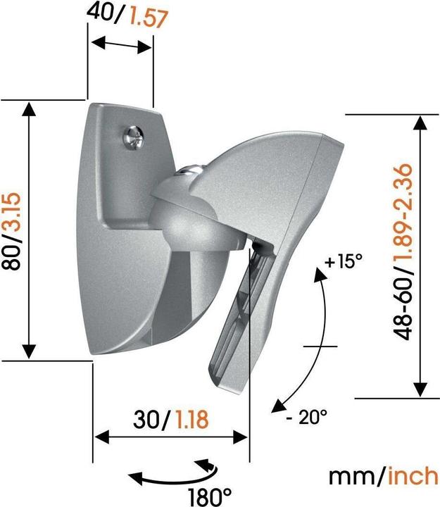Actual product image Vogels Vlb 500 (1 pair, Wall installation, Tiltable, Pivoting)