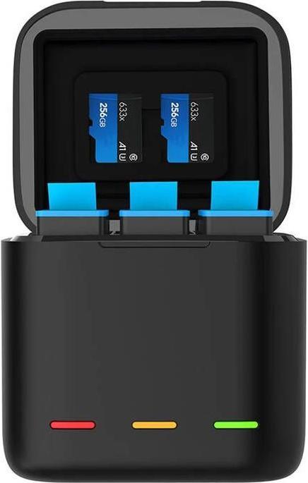 Actual product image Telesin Three-channel box charger + 3 batteries (GoPro Hero 11, GoPro Hero 9, GoPro Hero 12, GoPro Hero 10)
