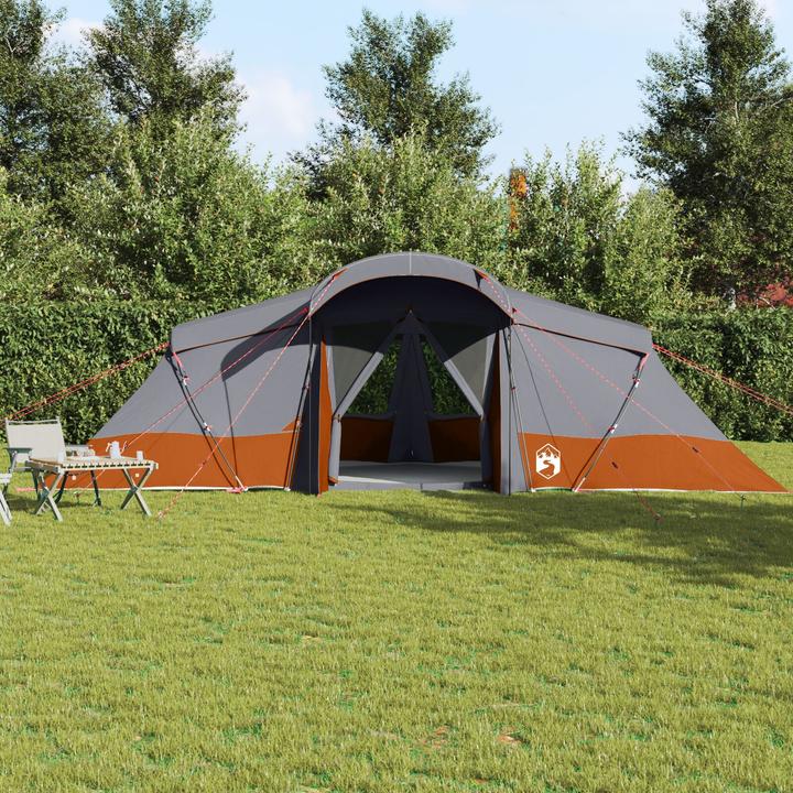 Immagine prodotto VidaXL Tenda familiare con finestre Dome grigia e arancione per 6 persone Impermeabile (Tenda a cupola, 6 persone)