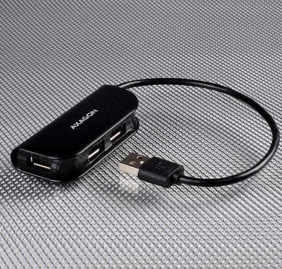 Produktbild Axagon HUE-X4B - USB 2.0 - USB 2.0 - 480 Mbit/s - Schwarz - 0,2 m - USB (USB-A, 4 Ports)