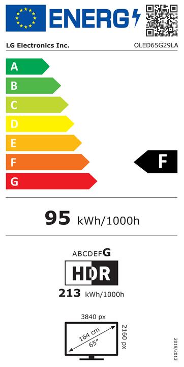 Energy Label LG OLED65G29LA (65", G2, OLED, 4K, 2022)