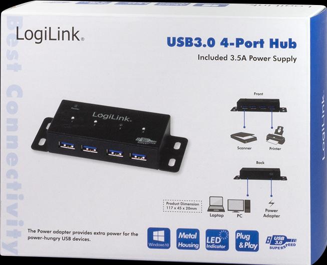 Produktbild LogiLink USB 3.0-Hub UA0149 (USB-A, 4 Ports)