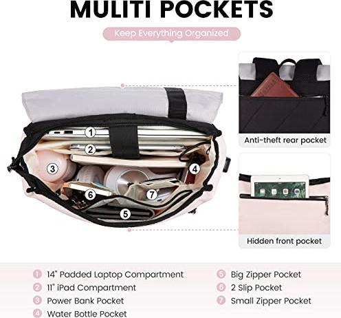 Produktbild Only-Bags.Store Rucksack Small, 14 Zoll Laptop-Rucksack mit USB-Ladeanschluss & Laptop-Fach, kleiner wasserdichter