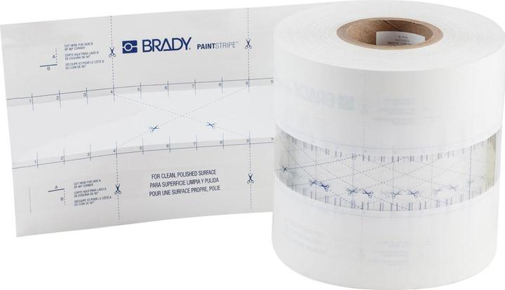 Image du produit Brady Pochoir PaintStripe - ligne continue, polypropylène, transparent/blanc, 50.80 mm x 152.4