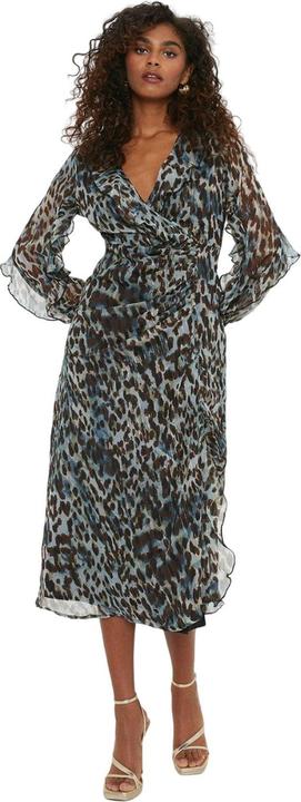 Image du produit Dorothy Perkins Femme/Madame Imprimé animalier Mousseline Col Ruffle Midi Robe (36 D)