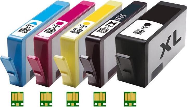 Actual product image Druckfuxx 5x CHIP PATRONEN für HP-364XL DESKJET 3070A 3520 3522 3524 OFFICEJET 4