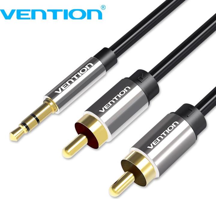 Image du produit Vention 2xRCA cable (Cinch) jack to 3.5mm BCFBJ 5m (black) (5 m, RCA)