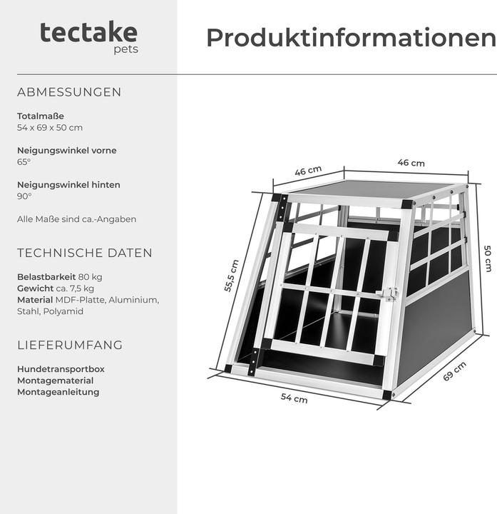 Produktbild tectake Hundetransportbox (Hund, Sicherheitsverschluss)