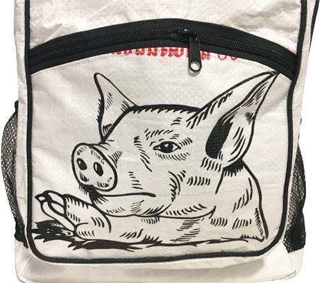 Immagine prodotto Bekos Upcycling - Zaino grande da sacchi di mangime riciclati Maiale (30 l)