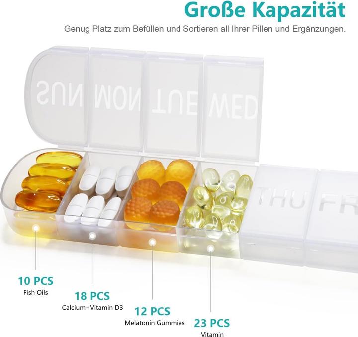 Produktbild Cbx Tablettenbox 7 Tage, Pillendose für eine Woche mit grosser Kapazität, handliche Medikamentenbox