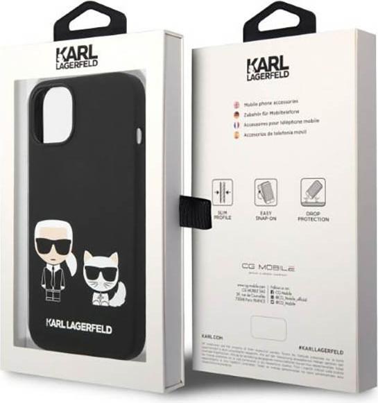 Actual product image Karl Lagerfeld Hard Cover Silicone Karl and Choupette Magsafe Black, for iPhone 14, KLHMP14SSSKCK (Apple iPhone 14)