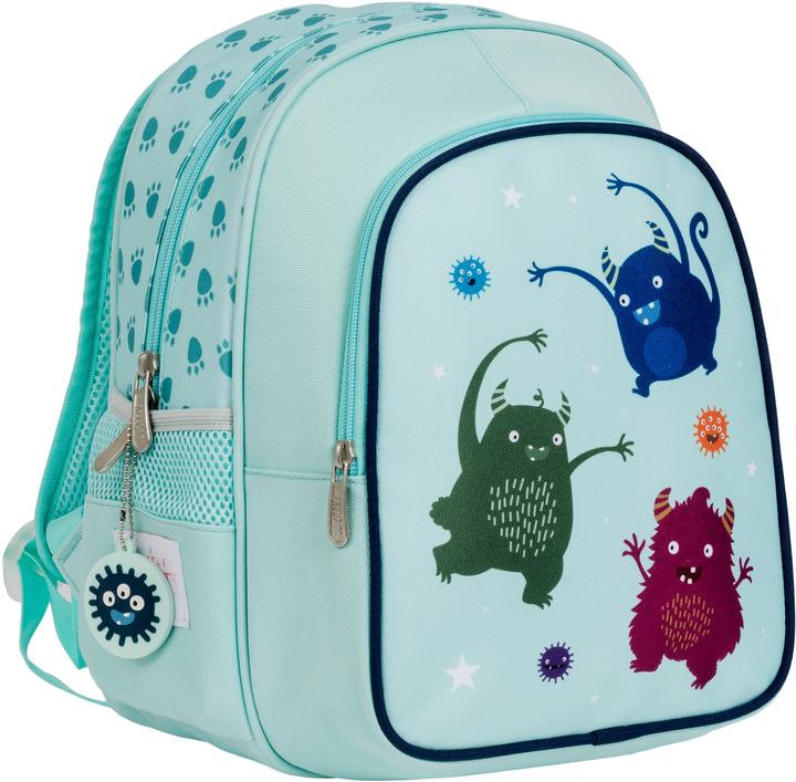Image du produit A Little Lovely Company Sac à dos avec compartiment isotherme Monster BPMOBU36 bleu clair 27x32x19cm
