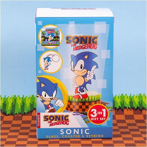 Produktbild Fizz Creations Sonic the Hedgehog Set mit Tasse, Untersetzer und Schlüsselanhänge (250 ml, 1 x)