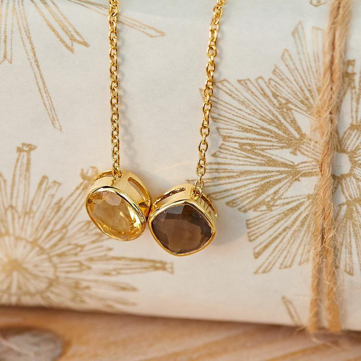 Actual product image Loberon Ovique gold necklace (925 sterling silver, Embellishment: Citrine gemstone)