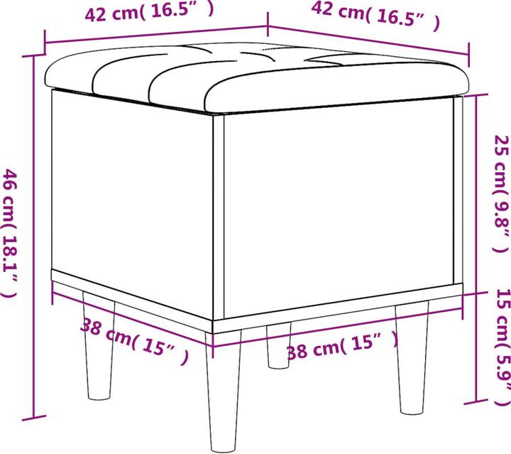 Actual product image VidaXL Bench with storage space black 42x42x46 cm (42 cm)
