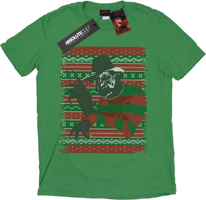 Actual product image Absolute Cult Mens Christmas Fair Isle T-Shirt (S)