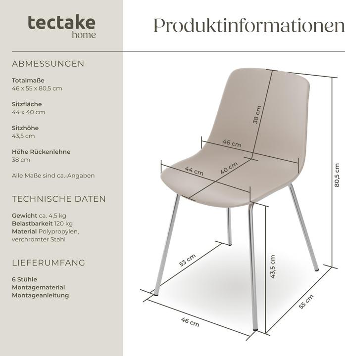 Actual product image tectake Mave plastic chairs