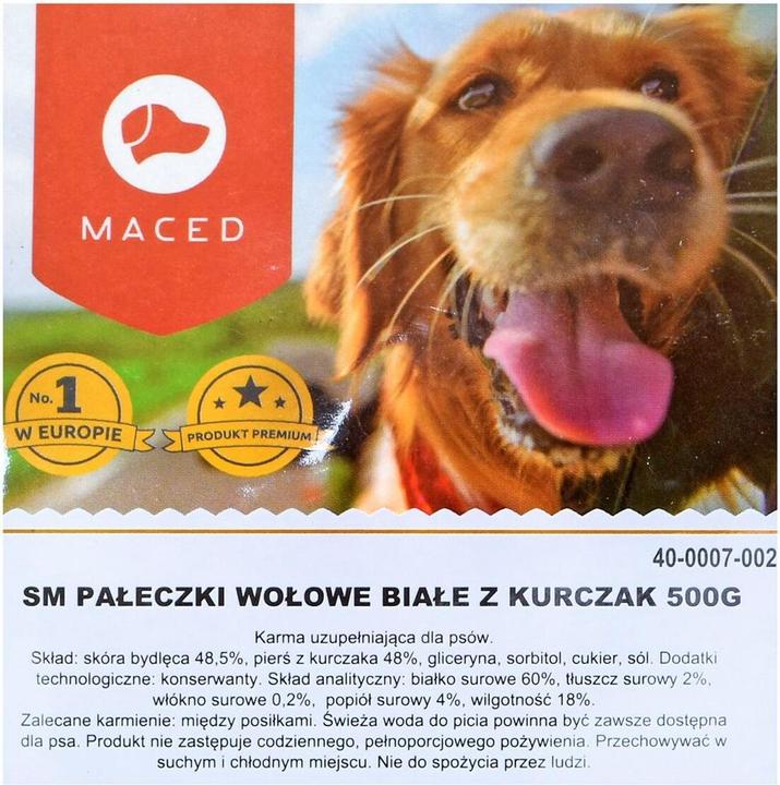 Image du produit Maced Przysmak dla psa - pałeczki wołowe białe z kurczakiem 500g (Adulte, 1 pcs, 500 g)