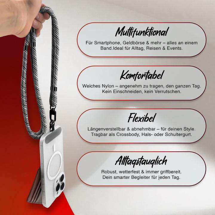 Actual product image Nalia HoldMe Lanyard Handykette - Universal Trageband für Smartphones - Verstellbar, Soft & Elastisch