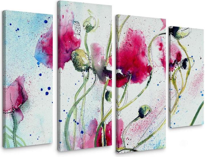 Image du produit Trenddeko Coquelicots aquarelle (4 pièces) (30 x 80 cm, 40 x 100 cm)
