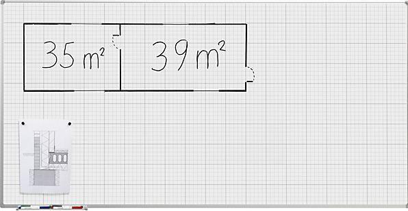 Image du produit eurokraft basic Tableau quadrillé, laqué blanc, l x h 2000 x 1000 mm, trame 20 x 20 / 100 x 100 (2000 x 1000 mm)