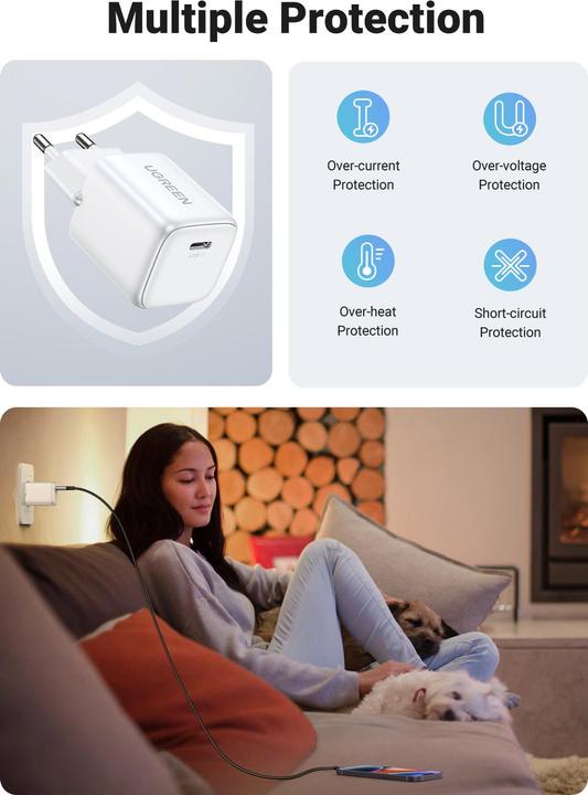 Productafbeelding Ugreen Nexode Mini 20W PD GaN Tech Charger Wit (20 W)