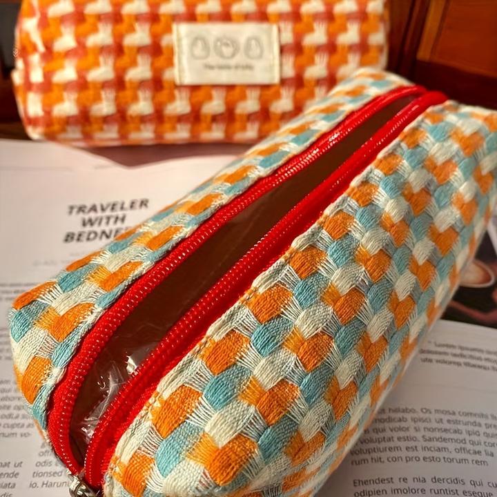 Immagine prodotto Only-Bags.Store Borsa di cancelleria intrecciata arcobaleno astuccio portamatite lavabile scatola di cancelleria di