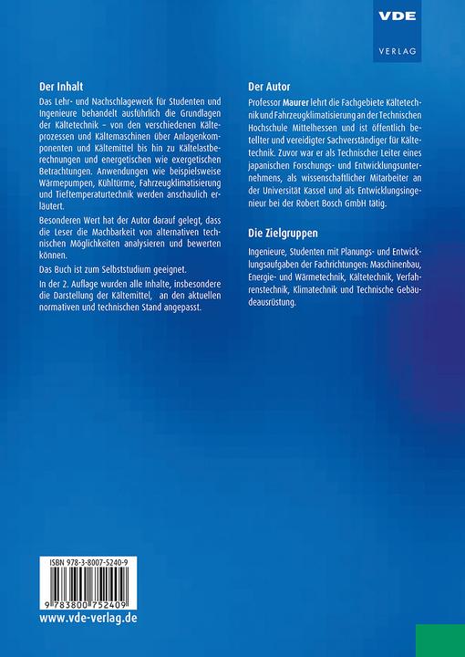 Image du produit Kältetechnik für Ingenieure (Allemand, Thomas Maurer, 2021)