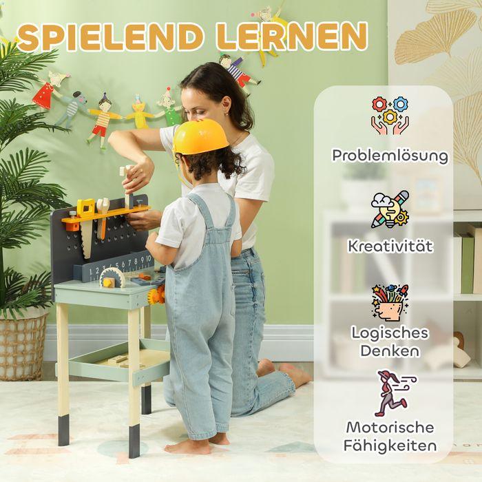 Produktbild Swisshandel24 Kinder Werkbank mit Werkzeug und Zubehör, Werkzeugbank für Kinder 3-6 Jahre