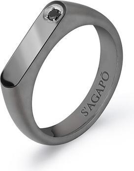 Produktbild Sagapo S'Agapo Men's Steel Ring With Black Zircon Tag Me Too Stg34 (59)