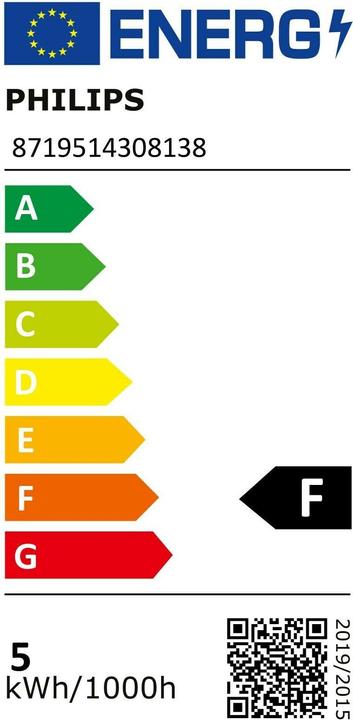 Label énergétique Philips Professional Master LED (GU10, 4.80 W, 355 lm, 1 x, F)
