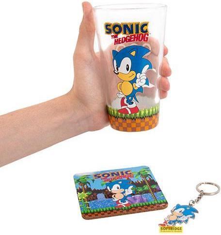 Produktbild Fizz Creations Sonic the Hedgehog Set mit Tasse, Untersetzer und Schlüsselanhänge (250 ml, 1 x)