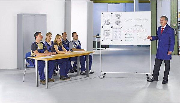 Immagine prodotto eurokraft basic Lavagna bianca con telaio con rotelle, acciaio, verniciato, largh. x alt. 1500 x (150 x 100 cm)