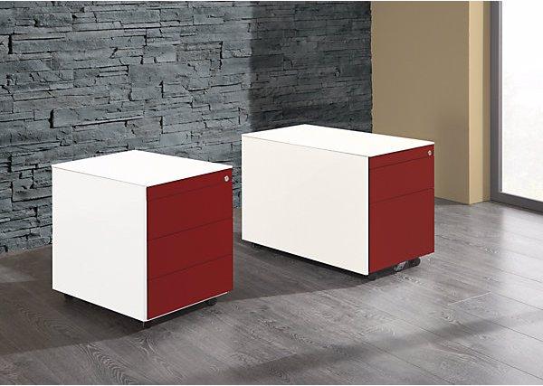 Actual product image Mauser Drawer pedestal with castors, HxD 570 x 600 mm, steel top, 3 drawers, pure white