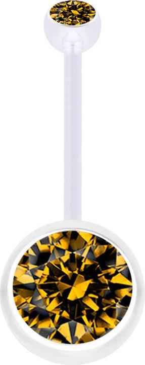 Immagine prodotto Star Piercing Banana Pregnancy trasparente con due sfere di cristallo topazio grande (senza ottone, Bioflex)
