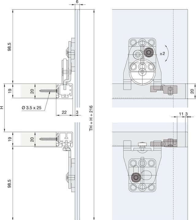 Produktbild HAWA Schiebetürbeschläge -REGAL B 25 H/SP, Forslide