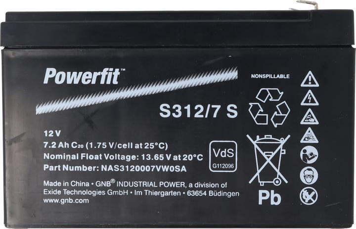 Actual product image Exide Powerfit S312/7 S lead battery, connection 4.8, VDS approval (12 V, 7.20 Ah)
