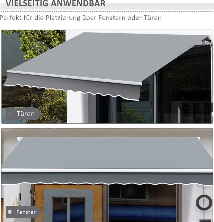 Actual product image Outsunny Hinged awning with hand crank (2.45 m)