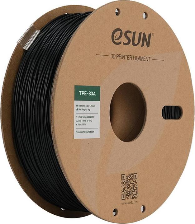 Produktbild eSUN TPE-83A eLastic Schwarz flexibles Filament 1.75mm 1Kg (TPU, 1.75 mm, 1000 g, Schwarz)