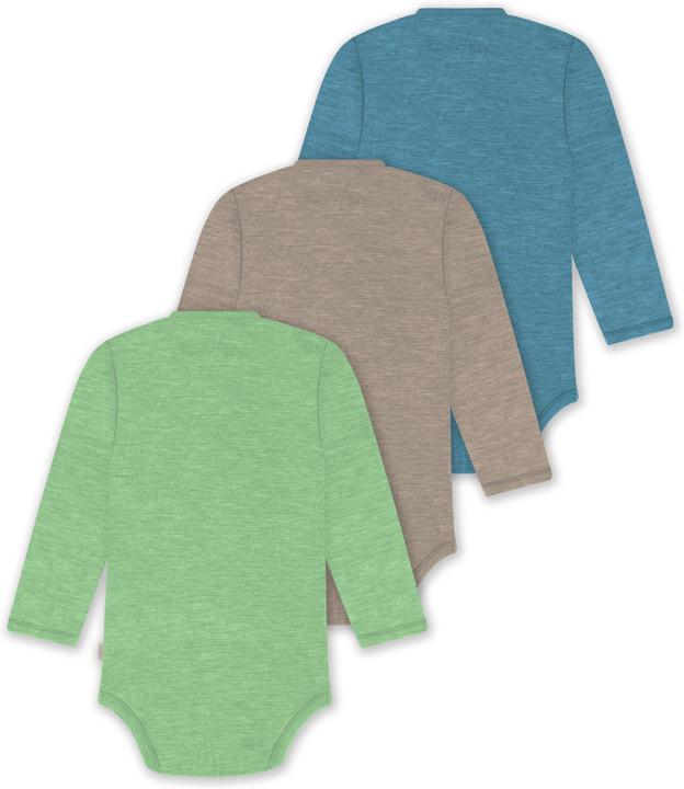 Actual product image Normani Set of 3 baby body wrap long sleeve toddler bodysuit made from merino wool - 9357 (74)