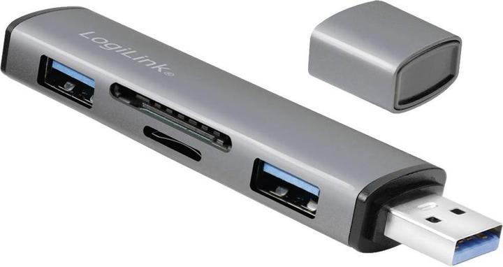 Image du produit LogiLink Lecteur de cartes USB 3.2 Hub 2-port grey (USB-A, 4 Ports)