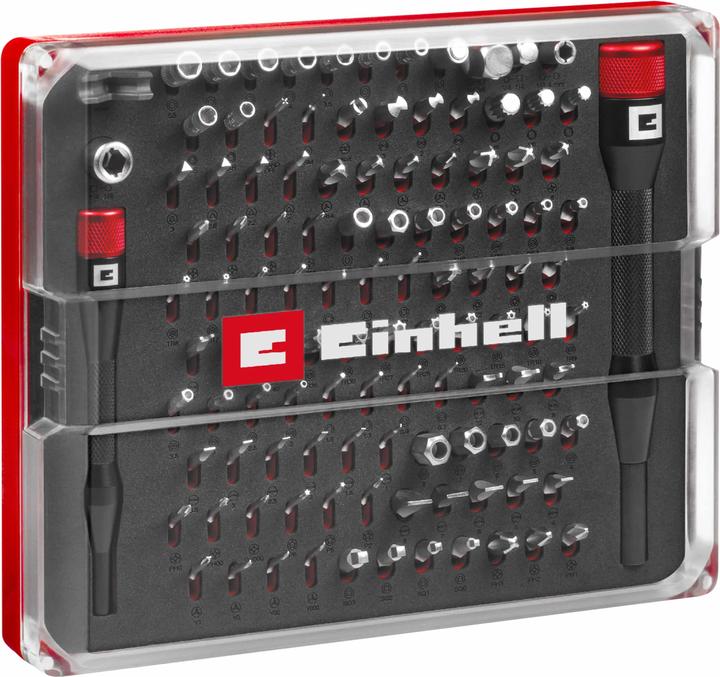 Image du produit Einhell 115040 Jeu d'embouts 114 pièces Spanner, JIS, T-Profil, Gamebit, Sim-Eject-Bit (Gamebit, cruciforme Phillips, Profilé en T, Hexagonal, Tendeur, Fente, Tri-point : 2, Pentalobe, Triangle, Bit Sim-Eject, JIS)