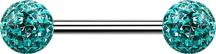 Immagine prodotto Star Piercing Barbell argento con due sfere di cristallo turchese strato protettivo epossidico (senza ottone, Acciaio chirurgico 316L)