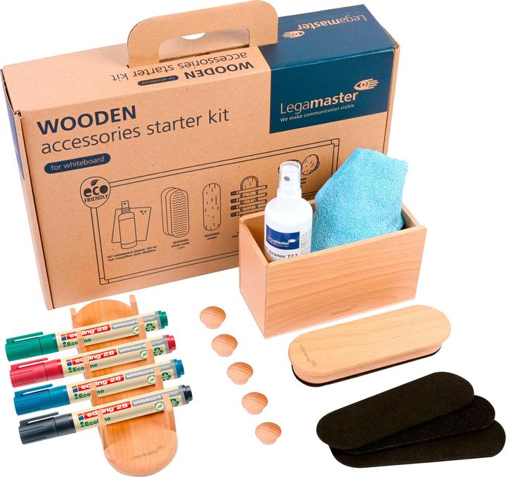 Produktbild Legamaster Starterkit Whiteboard Zubehörset Wooden 17-teilig, aus Holz