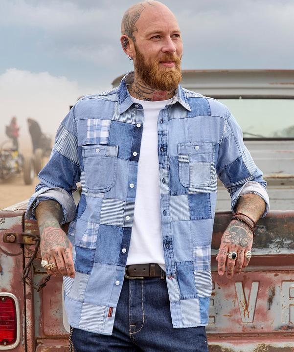 Produktbild Joe Browns Washed Denim Look Patchwork Shirt (XL)