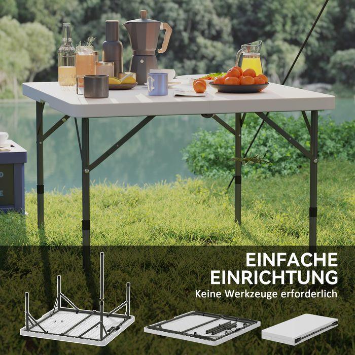 Actual product image Swisshandel24 Picknicktisch, Klappbarer Campingtisch, in zwei Höhen einstellbar, Weiss